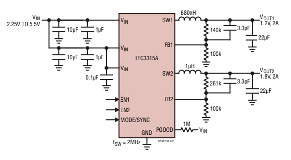 Applikations-Schaltungsdiagramm - Analog Devices Inc. DC3123A Demonstrationsschaltung